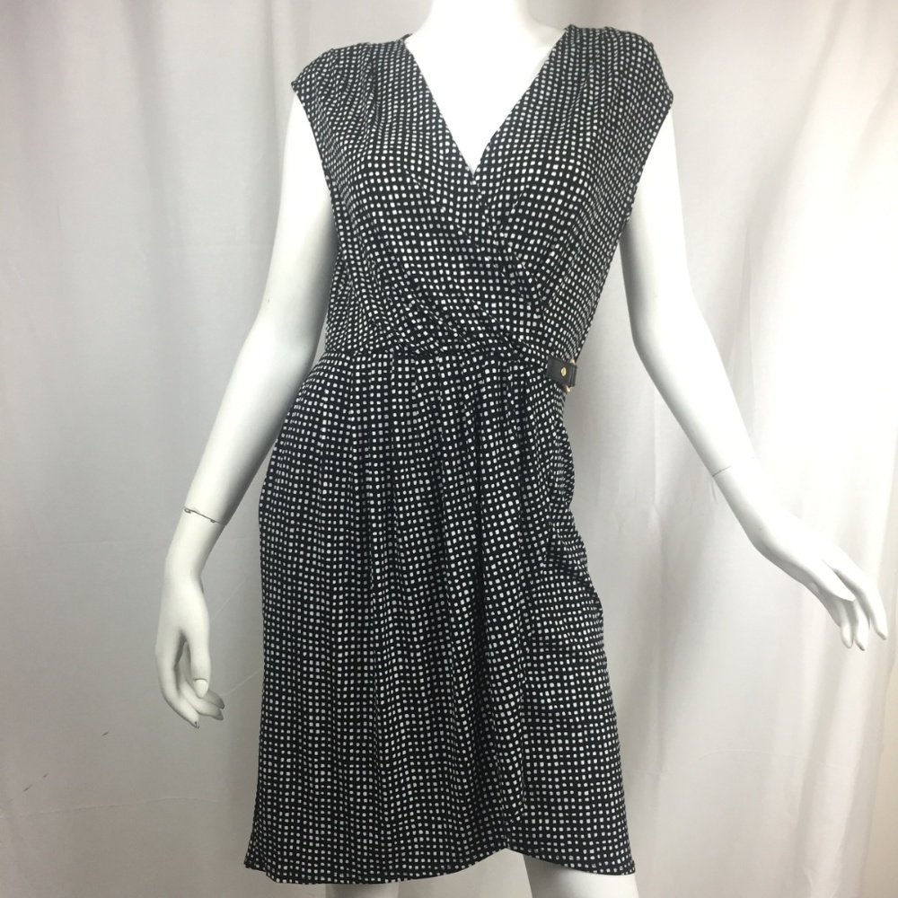Michael Kors S faux wrap dress black/white check - Picture 1 of 8